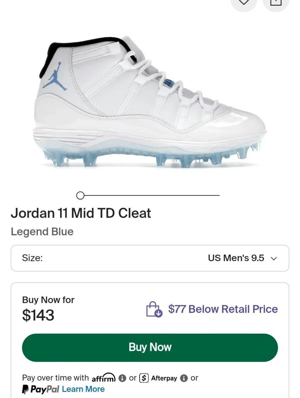 Air Jordan 11 Retro TD Cleat 'Legend Blue / Columbia' - White & Light Blue